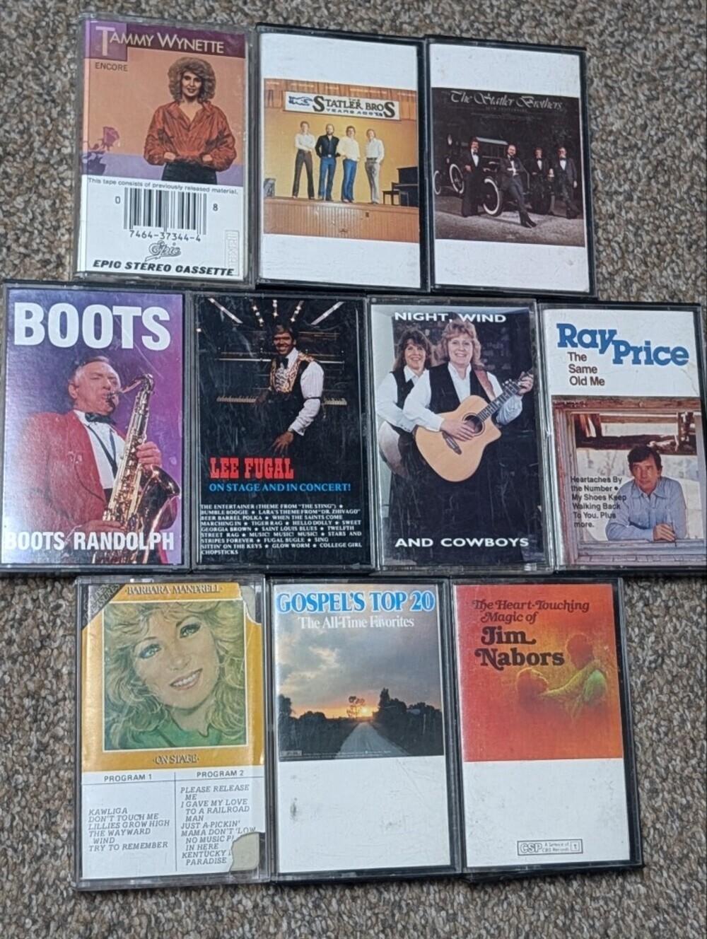 Vintage Country & Gospel Cassette Tapes (Lot Of 10) Mixed Artists